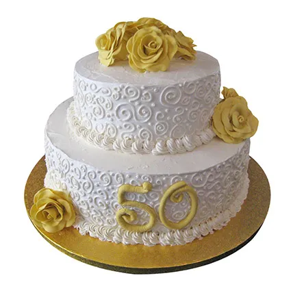  2 Tier Anniversary Fondant Cake