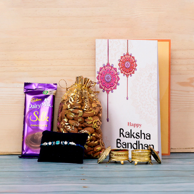 Almond With Rakhi Greeting Combo With Silk