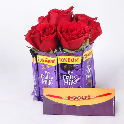 Cadbury Rose Bouquet Rakhi Combo