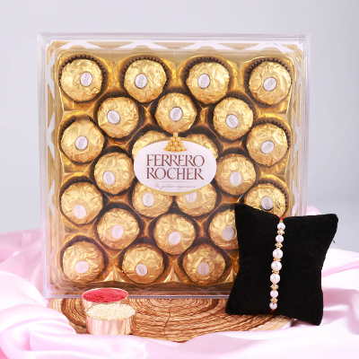 Pearl Rakhi With Ferrero Rocher Combo