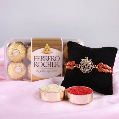 Ganesh Rakhi With Ferrero Rocher Chocolate 4 Pieces