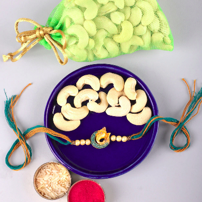 Ganesh Bhaiya Rakhi With Cashew Nut