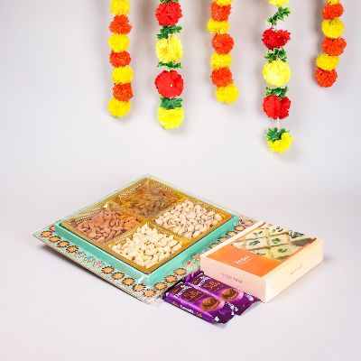 Hamper Of Dry Fruits Soan Papdi Silk