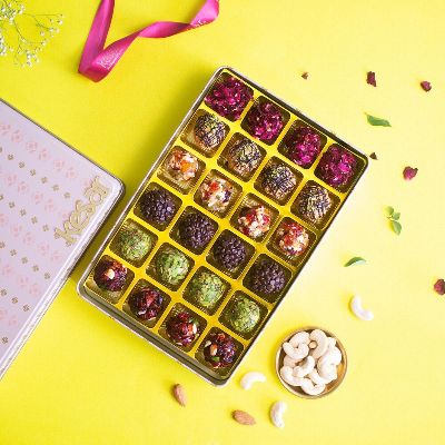 Delectable Assorted Laddoo Tin Mithai Box