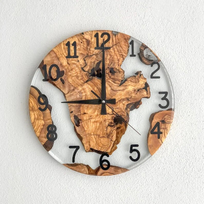 Live Edge Rustic Olive Wood Wall Clock