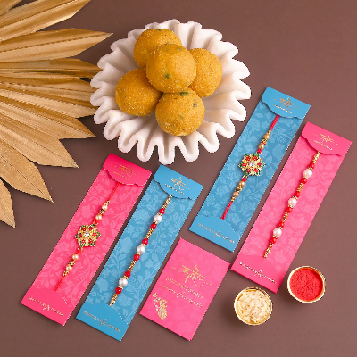 Pearl & Ethnic Rakhis With Besan Laddu