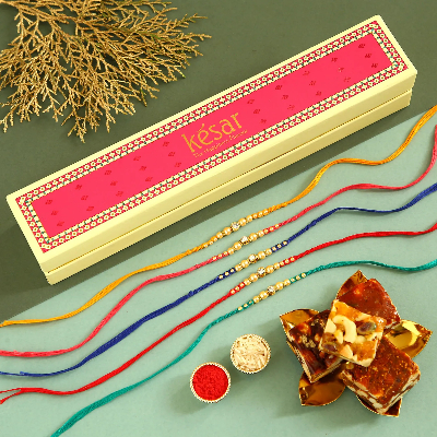 Sneh Gleaming Rakhi Set & Sugar-Free Sweets