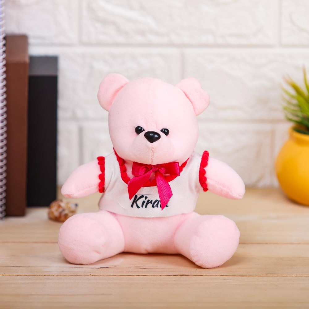 Order Online Pink Fluffy Personalized Teddy Bear | Blissmygift