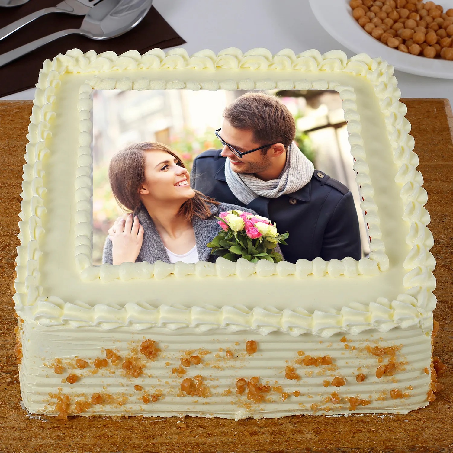 Order Butterscotch Heart Cake | Best anniversary cakes | Gurgaon Bakers