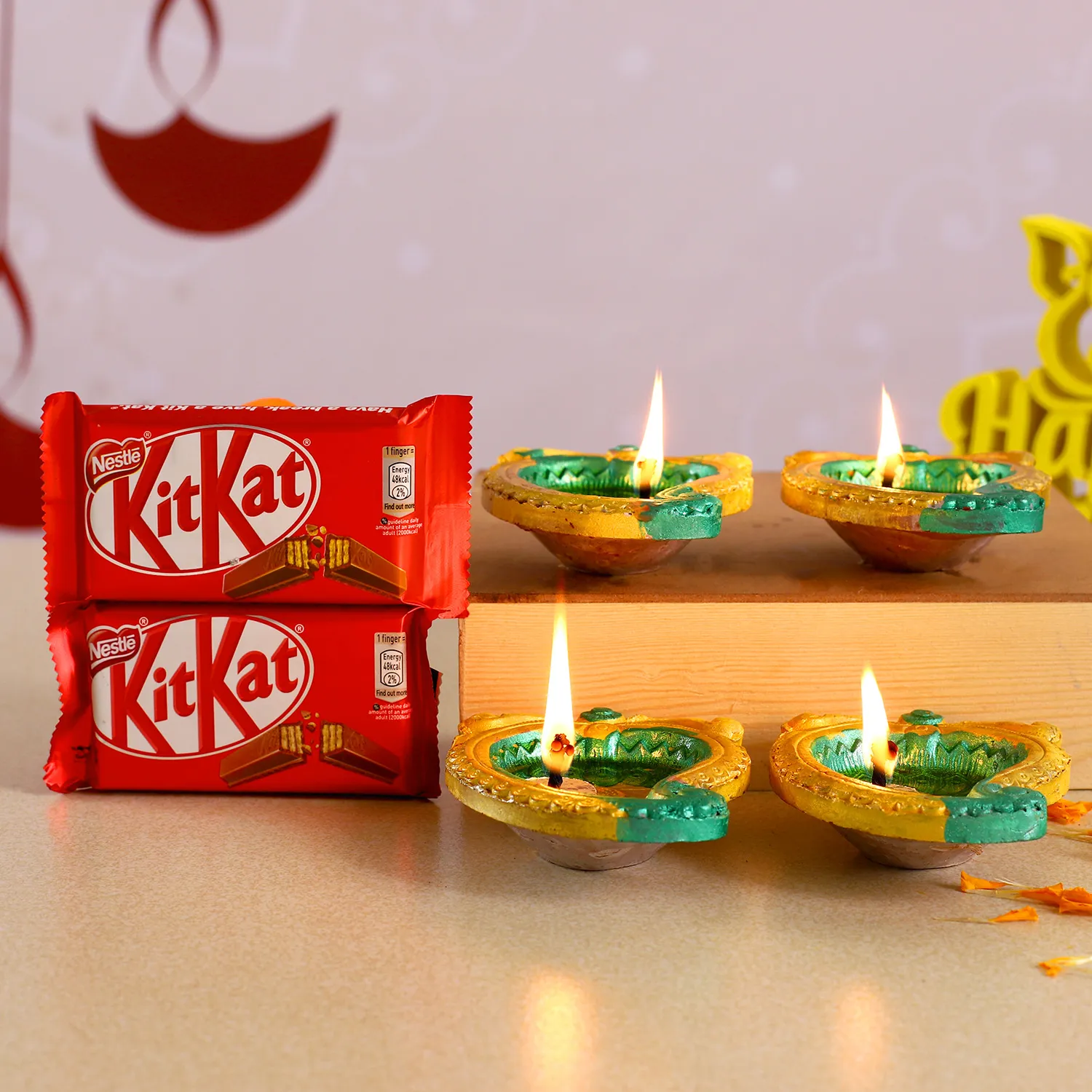  Beautiful Diyas & Nestle Kitkat Chocolates