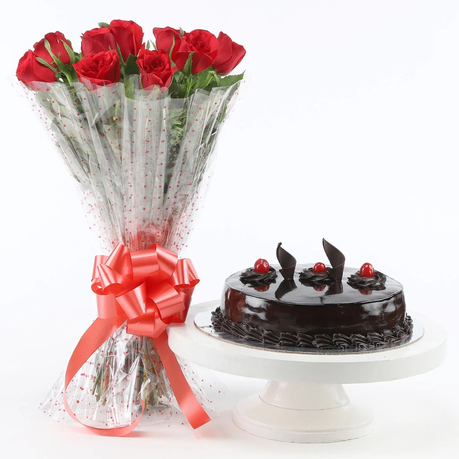  Red Roses With Truffle Cake Standard